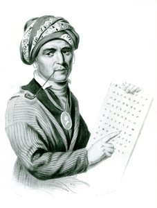 Se Quo Yah (Sequoyah), Erfinder des Indianeralphabets, 1836 von American School
