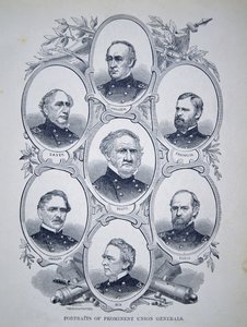 Sieben prominente Generäle aus dem Amerikanischen Bürgerkrieg von American School