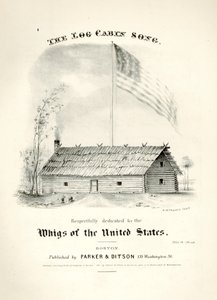 Notenblattumschlag für The Log Cabin Song..., veröffentlicht von Parker & Ditson, Boston, 1840 von American School