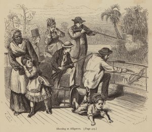 Schießen auf Alligatoren (Stich) von American School
