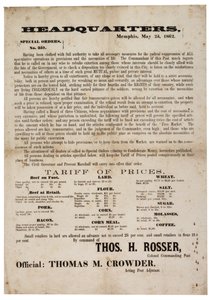 Sonderbefehl Nr. 357 zur Veröffentlichung von Lebensmittelpreisen zur Vermeidung von Spekulationen, 23. Mai 1862 von American School