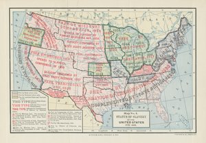 Status der Sklaverei in den Vereinigten Staaten, 1775-1865, aus "Division and Reunion, 1829-1889" von Woodrow Wilson, 1893 von American School