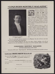 Abonnementformular für Conjurers Monthly Magazine, Chefredakteur Harry Houdini