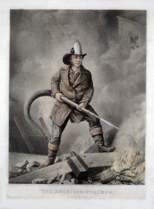 Der amerikanische Feuerwehrmann, dem Feind gegenüber, veröffentlicht 1858 von American School
