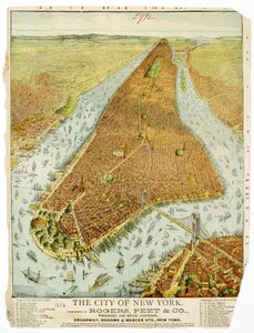 Die Stadt New York, Komplimente von Rogers, Peet & Co., Groß- und Einzelhändler, Broadway, Broome & Mercer Sts., NY. von American School