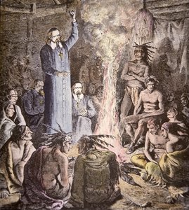 Der französische Jesuitenmissionar Brebeuf unter den Algonquins