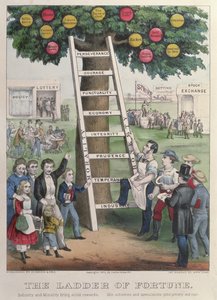 Die Leiter des Glücks, veröffentlicht von Currier und Ives, New York, 1875 von American School