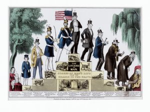 Das Leben und Alter des Menschen, Lebensphasen vom Wiege bis zum Grab, ca. 1848 von American School