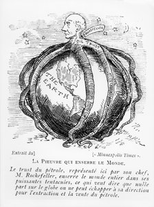 Der Oktopus, der die Welt erwürgt, Karikatur aus The Minneapolis Times, reproduziert in Lectures Pour Tous, 1902-03 von American School
