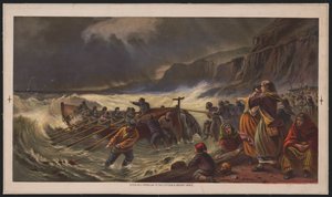Der Aufbruch, das Starten des Rettungsbootes, ca. 1878 von American School
