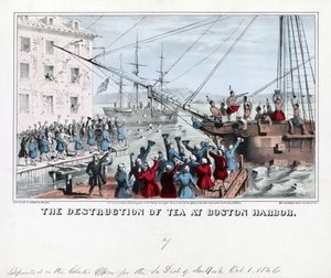 Die Zerstörung des Tees im Hafen von Boston