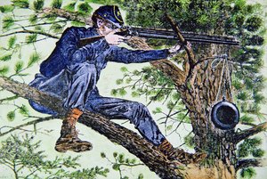 Scharfschütze der Unionsarmee mit Teleskopvisier von American School
