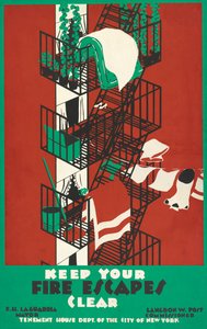 Vintage-Poster eines New Yorker Feuerfluchtwegs