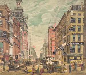Vintage-Ansicht von Broadway in New York City, ca. 1880 von American School
