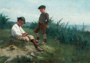 Jungen am Ufer