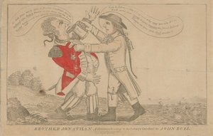 Bruder Jonathan verabreicht John Bull ein heilsames Stärkungsmittel von Amos Doolittle