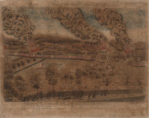 Die Schlachten von Lexington und Concord: Platte I, Die Schlacht von Lexington, 19. April 1775. Platte II, Eine Ansicht der Stadt Concord. Platte III: Das Gefecht an der Südbrücke in Concord. Platte IV: Eine Ansicht des südlichen Teils von Lexington.