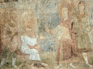 Heiliger Georg vor dem Kaiser Diokletian von Ancient Russian frescos