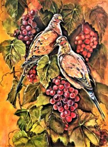 Herbsttauben und Trauben
