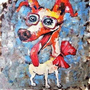 Lustiger Hund mit Brille