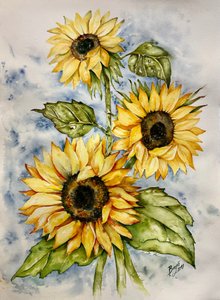 Lebendige Aquarell Sonnenblumen