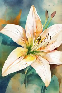 Aquarell Weiße Lilie