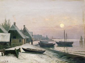 Fischerboote im Wintersonnenlicht