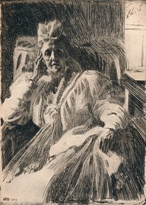Eine Radierung der Königinwitwe von Schweden, um 1909 von Anders Leonard Zorn