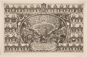 Frau Ingeborg Kruse kniet vor Gottes Thron. Aus der Leichenpredigt von Anders Ottesen