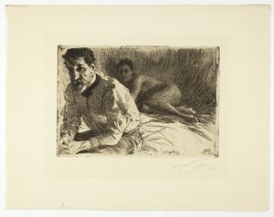 Augustus Saint Gaudens II (Saint Gaudens und sein Modell) von Anders Leonard Zorn