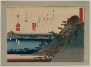 Abendglocke am Mii-Tempel aus der Serie Acht Ansichten der Provinz Omi, späte 1830er oder frühe 1840er Jahre von Ando Hiroshige