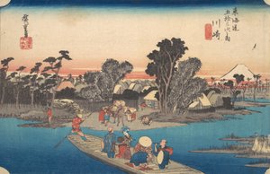 Fähre über den Rokugo-Fluss, ca. 1834