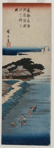 Muscheln sammeln bei Ebbe in Susaki, aus der Serie 100 Ansichten berühmter Orte in Edo, Mitte der 1830er Jahre von Ando Hiroshige