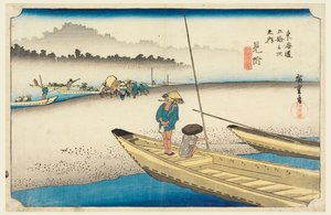 Mitsuke, Tenryu-gawa-Fluss, in Die dreiundfünfzig Stationen der Tokaido-Straße von Ando Hiroshige