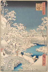 Die Taiko-Trommelbrücke und der Yuhi-Hügel in Meguro von Ando Hiroshige
