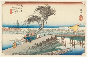 Yokkaichi, Flussszene, in Die dreiundfünfzig Stationen der Tokaido-Straße (Tokaido Gojusan Tsugi-no Uchi) von Ando Hiroshige