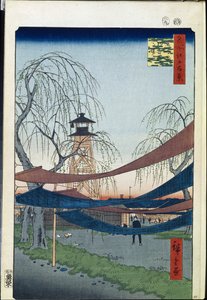 Hundert berühmte Ansichten von Edo: Hatsune Reitplatz in Bakuro-cho von Ando or Utagawa Hiroshige