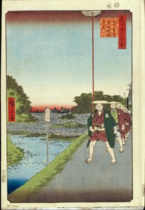 Hundert berühmte Ansichten von Edo: Kinokuni-Hügel und Fernblick auf Akasaka und den Tameike-Teich (1856-1858) von Ando or Utagawa Hiroshige