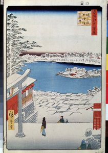 Blick vom Tenjin-Schrein in Yushima (Hundert berühmte Ansichten von Edo)
