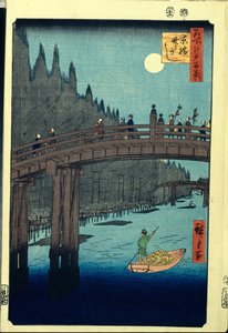 Bambusquai bei der Kyobashi-Brücke (Hundert berühmte Ansichten von Edo) von Ando or Utagawa Hiroshige