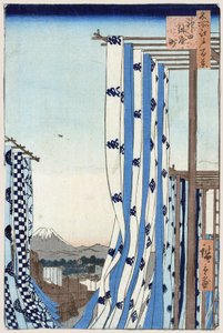 Das Färberviertel in Kanda (Hundert berühmte Ansichten von Edo) von Ando or Utagawa Hiroshige