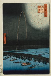 Feuerwerk in Ryogoku, aus der Serie "Hundert berühmte Ansichten von Edo"
