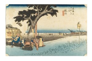 Fukuroi: Teestand aus der Serie Die 53 Stationen des Tokaido, ca. 1831-1834