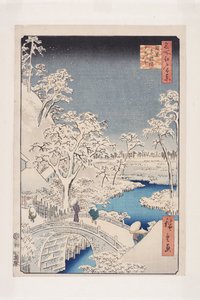 Meguro Trommelbrücke und Sonnenuntergangshügel (Meguro Taikobashi Yūhinooka) von Ando or Utagawa Hiroshige