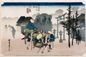 Morgennebel in Mishima, aus der Serie "Die dreiundfünfzig Stationen des Tokaido"