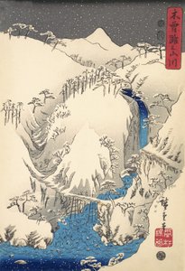 Berge und Flüsse entlang der Kiso-Straße, veröffentlicht 1857 von Ando or Utagawa Hiroshige