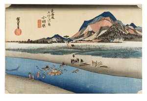 Odawara: Sakawa-Fluss aus der Serie Die dreiundfünfzig Stationen des Tokaido, um 1831-1834