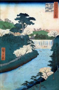 Hundert berühmte Ansichten von Edo: Damm des Otonashioji-Flusses von Ando or Utagawa Hiroshige