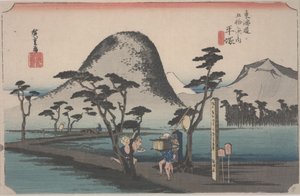 Pfad durch ein Reisfeld, 1834 von Ando or Utagawa Hiroshige