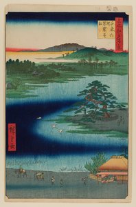 Kleiderhängende Kiefer, Senzoku-Teich von Ando or Utagawa Hiroshige